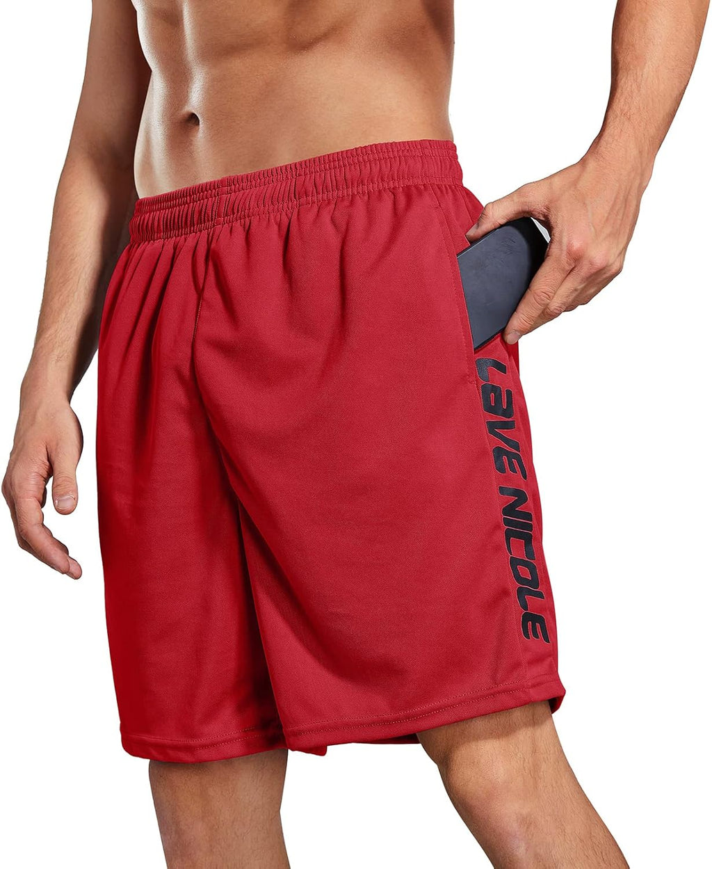 2 Pack Mens Workout Shorts Elastic Waist Athletic Gym Running Basketball Tennis Shorts for Men 7'' Inseam with Pocket (Grey/Red XL)